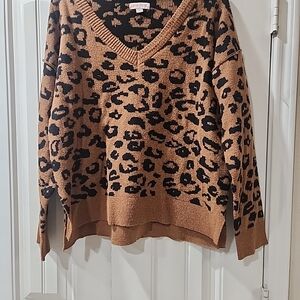 Leopard Print V-Neck Sweater